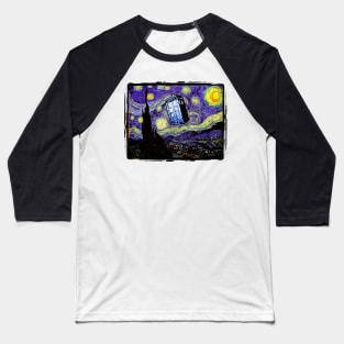 The Tardis in the Starry Night Baseball T-Shirt